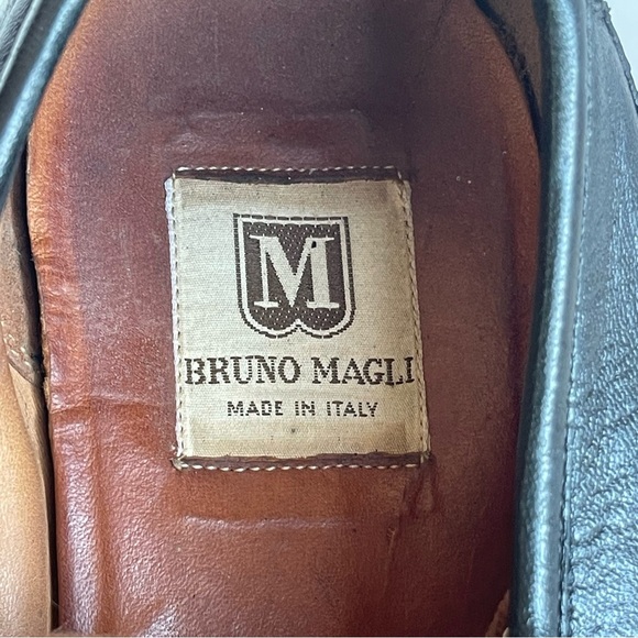 Bruno Magali Elegant Black Leather Men's Loafers Size 10 Made In Italy - Picture 9 of 13